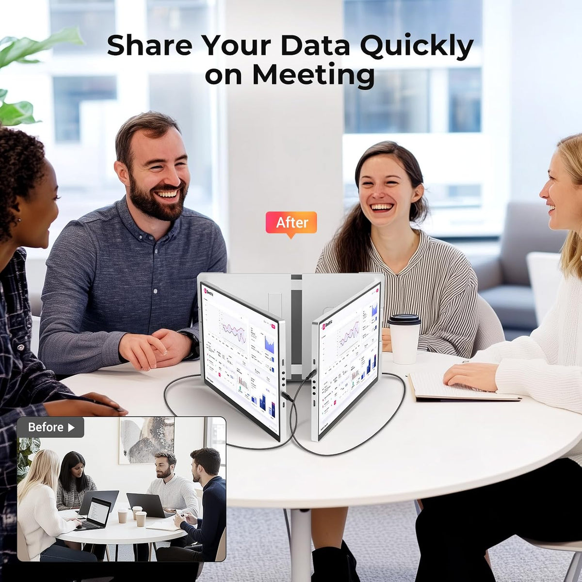 Triple Screen Laptop Monitor Extender - 2.5K QHD IPS Triple Portable Monitor for Laptop 13.3-17 Inch, Plug Play and Compatible with Macos/Wins/Chrome/Dex (Silver)