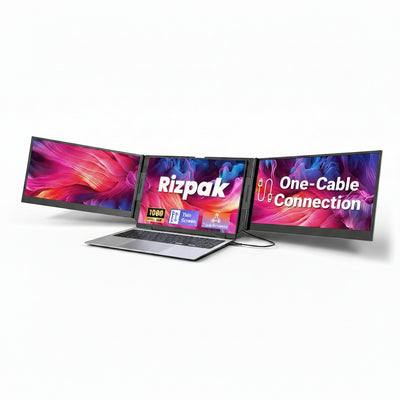 One Cable Laptop Screen Extender, 15.6” Ultra-Slim Triple Portable Monitor, 1080P FHD IPS Display, USB-C/A Connection, Travel Monitor for 13–17.3" Laptops, for Mac/Win/Android (Driver Required)