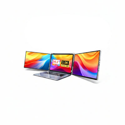 Triple Screen Laptop Monitor Extender - 2.5K QHD IPS Triple Portable Monitor for Laptop 13.3-17 Inch, Plug Play and Compatible with Macos/Wins/Chrome/Dex (Silver)