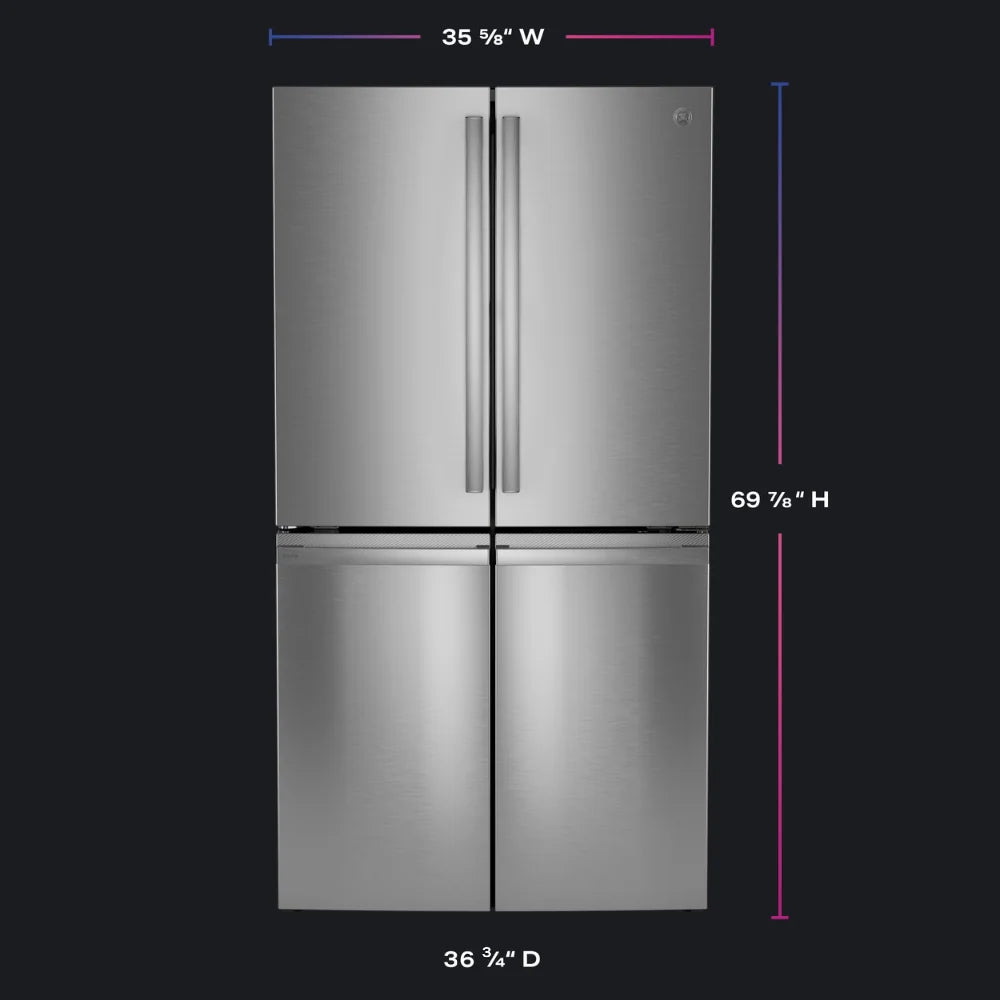 Profile Standard-Depth 28-Cu Ft 4 -Door 36-In Wide French Door Refrirator with Ice Maker and Door within Door ( Finrprint-Resistant Stainless Steel ) ENERGY STAR Certified