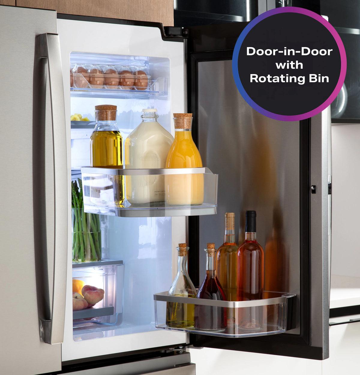 Profile Standard-Depth 28-Cu Ft 4 -Door 36-In Wide French Door Refrirator with Ice Maker and Door within Door ( Finrprint-Resistant Stainless Steel ) ENERGY STAR Certified