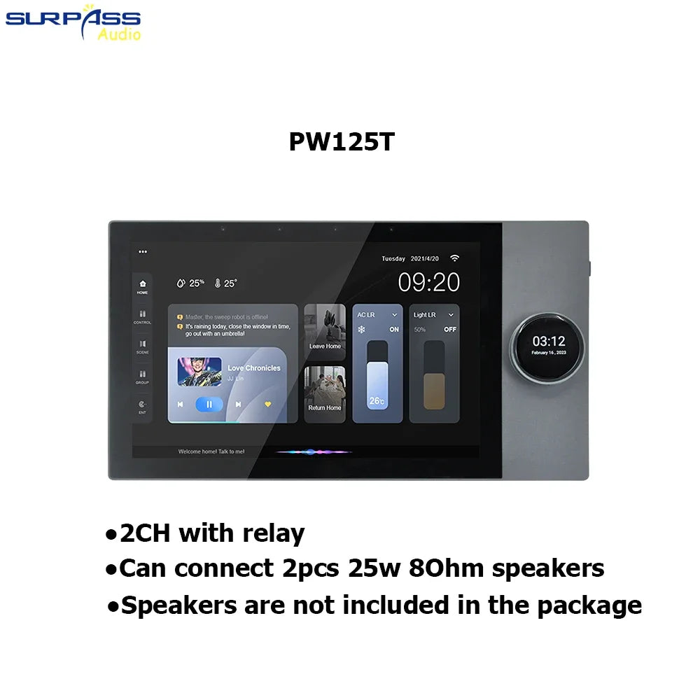 10 Inch Android 8.1 System Wifi Audio Amplifier Bluetooth Smart Home Control Screen 2X25W Music Panel Support TUYA ZIGBEE RS485
