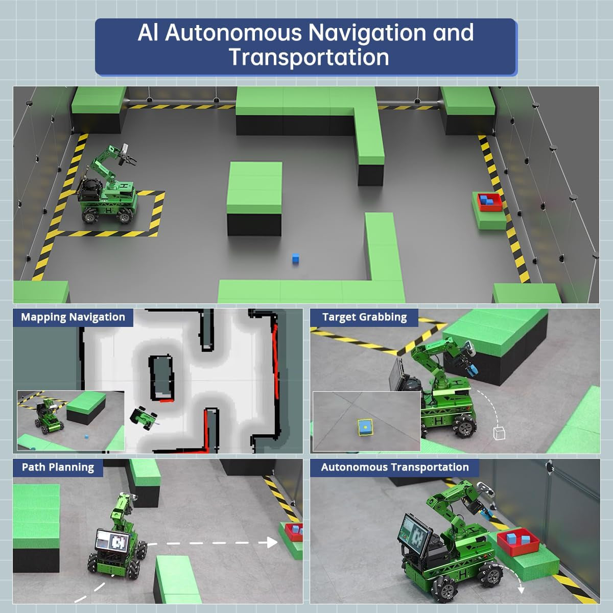 Robot Car with Chatgpt Large AI Model ROS2 ROS1 Education Lidar SLAM Mapping Navigation AI Vision 6DOF Robotic Arm Voice Control Smart Sorting, Jetrover Developer Kit & Jetson Nano 4GB