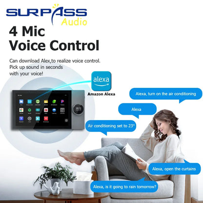 10 Inch Android 8.1 System Wifi Audio Amplifier Bluetooth Smart Home Control Screen 2X25W Music Panel Support TUYA ZIGBEE RS485