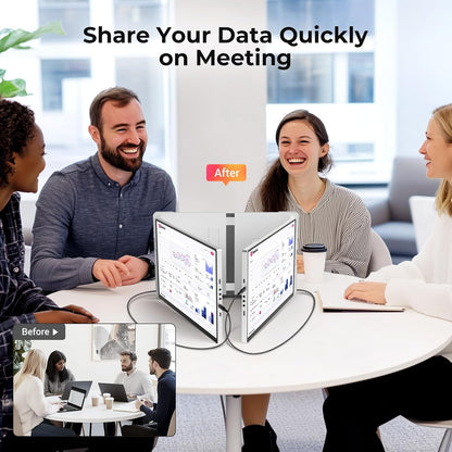 Triple Screen Laptop Monitor Extender - 2.5K QHD IPS Triple Portable Monitor for Laptop 13.3-17 Inch, Plug Play and Compatible with Macos/Wins/Chrome/Dex (Silver)