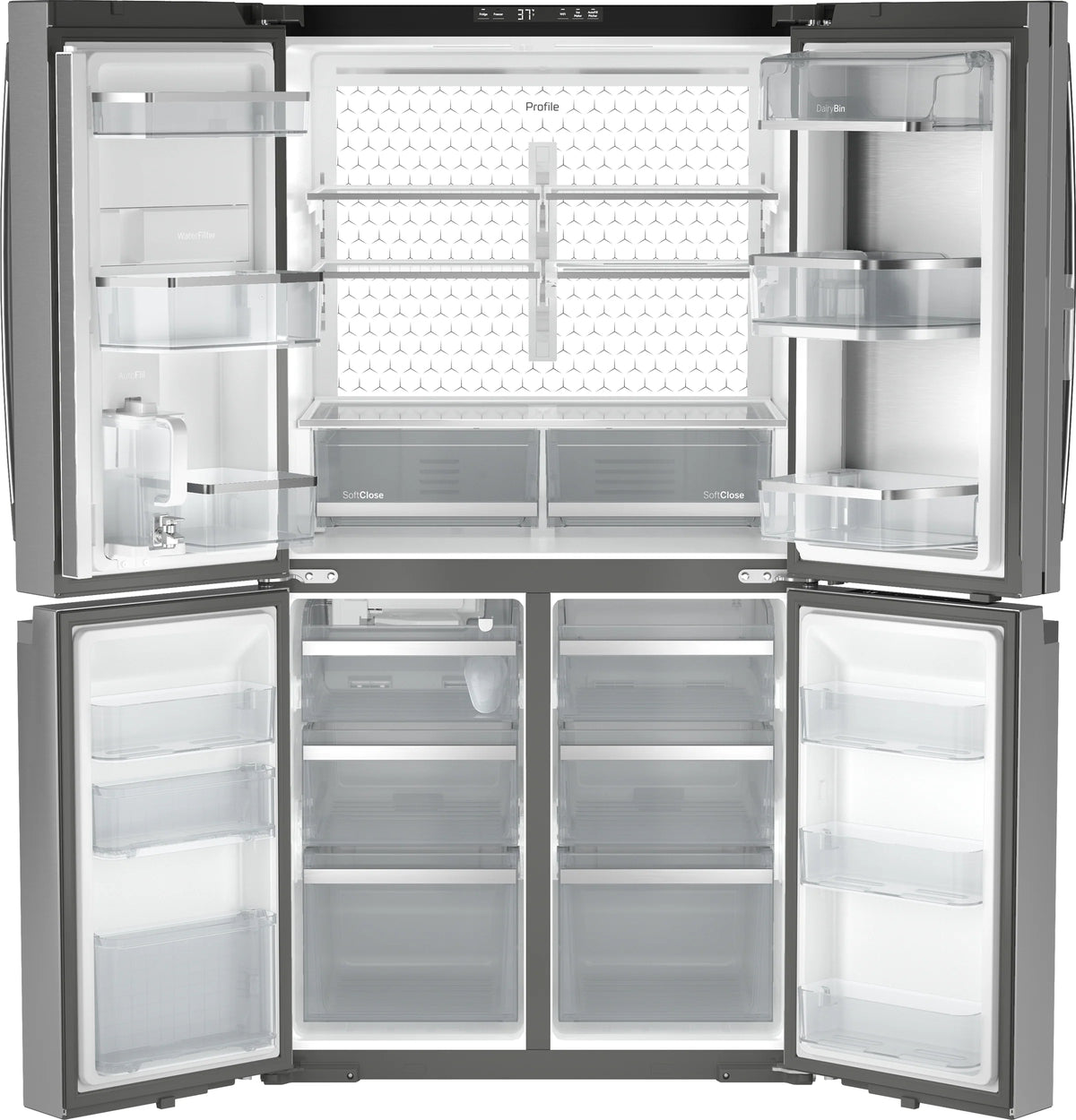 Profile Standard-Depth 28-Cu Ft 4 -Door 36-In Wide French Door Refrirator with Ice Maker and Door within Door ( Finrprint-Resistant Stainless Steel ) ENERGY STAR Certified