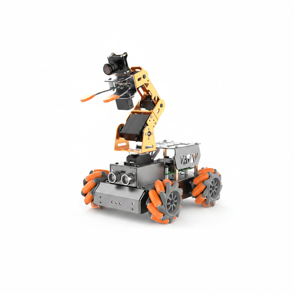 Masterpi 5DOF Robotic Arm for Raspberrypi 5 AI Vision Tracking Target Sorting Line Follow Open Source Programming Smart Robot Car Kit for Teen Adult STEM Educational Building Robot, Rpi Not Included