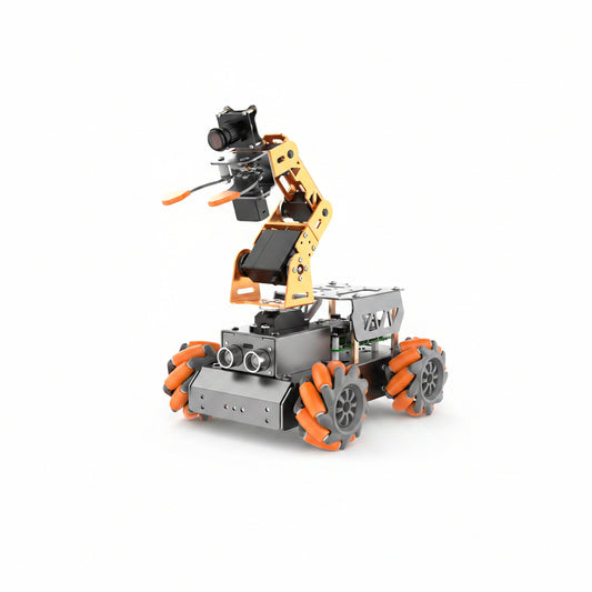 Masterpi 5DOF Robotic Arm for Raspberrypi 5 AI Vision Tracking Target Sorting Line Follow Open Source Programming Smart Robot Car Kit for Teen Adult STEM Educational Building Robot, Rpi Not Included